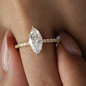 Elegant Gold and Silver Marquise Cut Ring